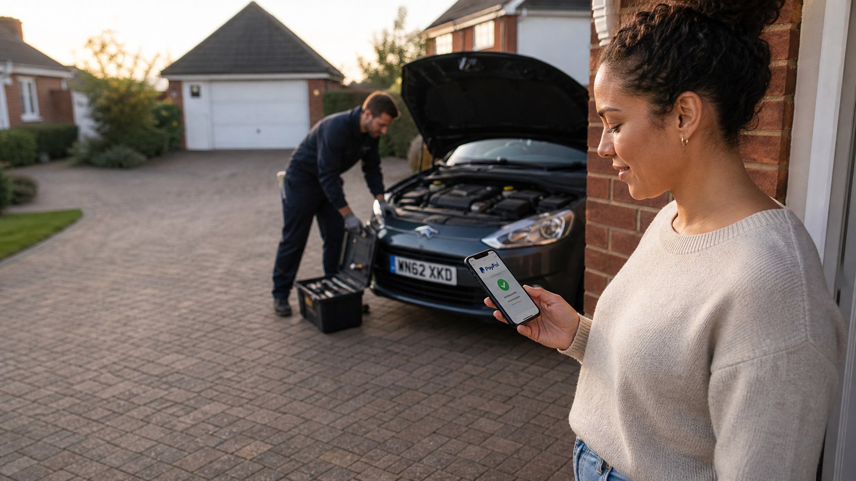 A customer paying a mobile mechanic invoice through PayPal.